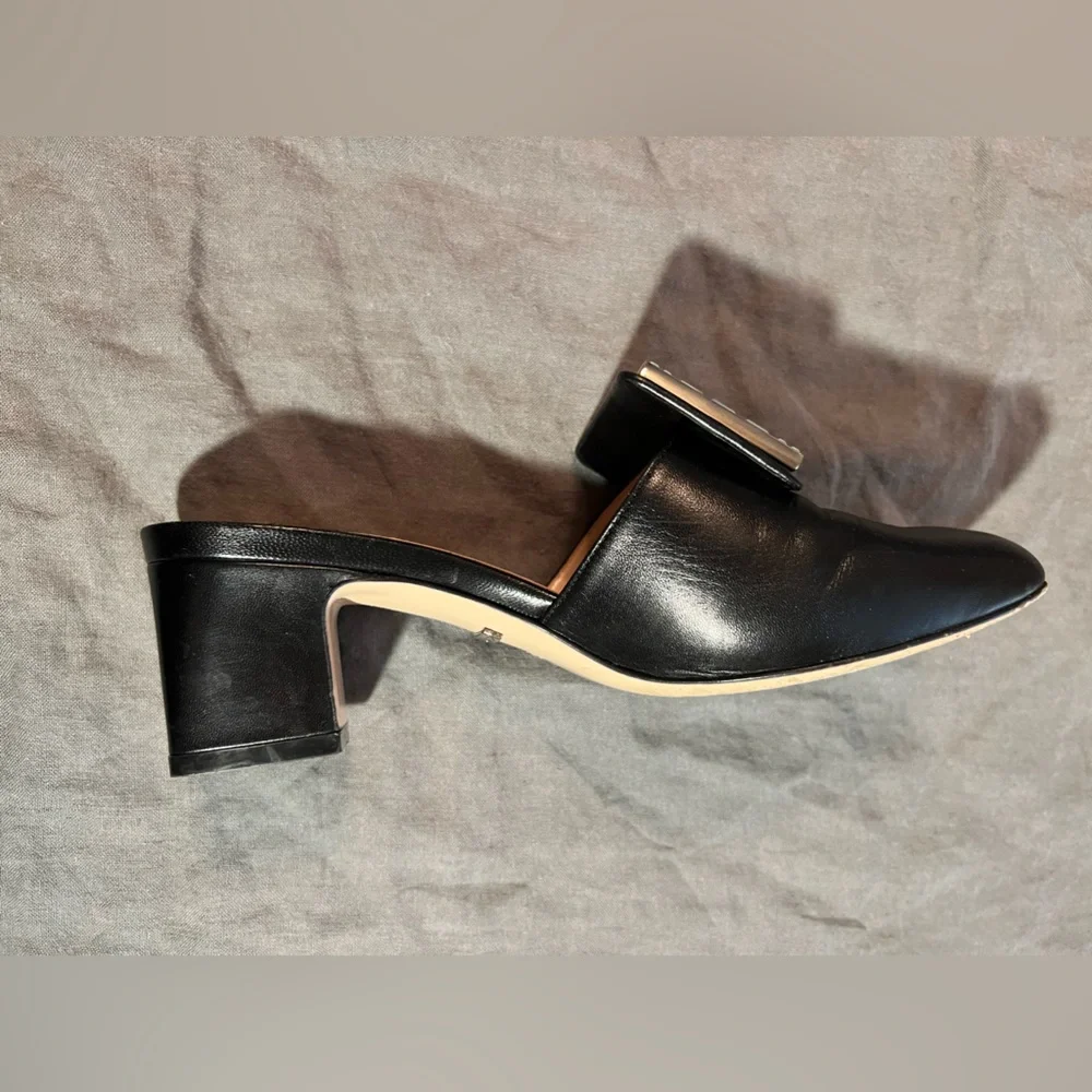 Gucci— Madelyn Malaga Crystal Square G Leather Mules 35 / 36 Block Heel - Picture 10 of 16